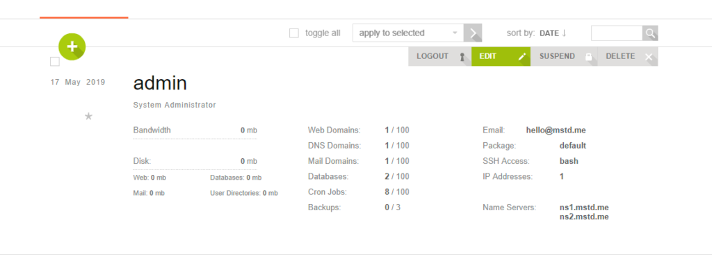 edit admin default dns