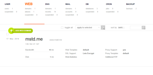 Create a SubDomain using VestaCP