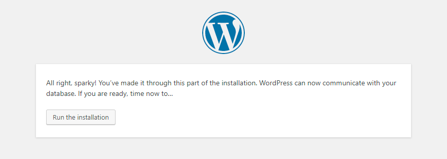 Run the wordpress installation to Install WordPress using VestaCP