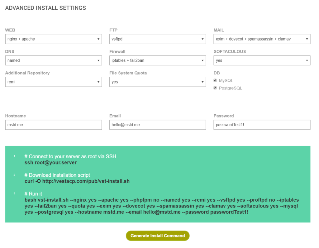 vestacp configurator 