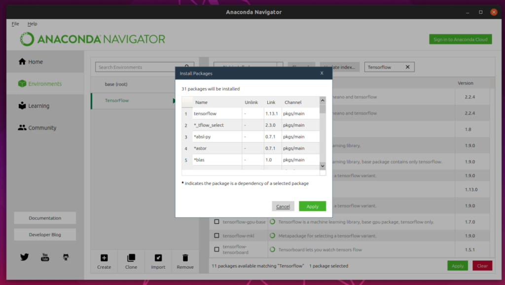 install tensorflow anaconda 2.7