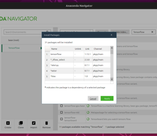 Install TensorFlow Using Anaconda Confirm installation of tensorflow and dependents