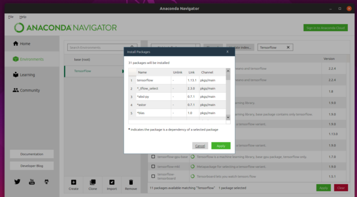 Install TensorFlow Using Anaconda Confirm installation of tensorflow and dependents