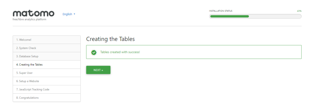 matomo create tables