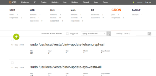 Setup a CRON job using VestaCP