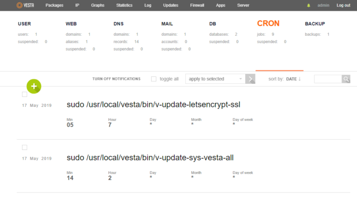 Setup a CRON job using VestaCP