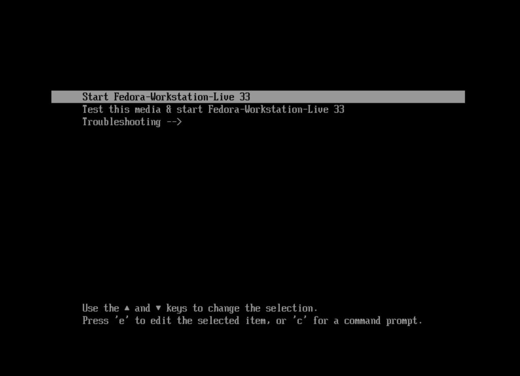 How to install Fedora 33 secondly boot into the ISO