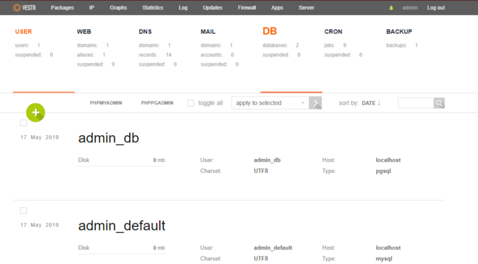 Add a Database using VestaCP