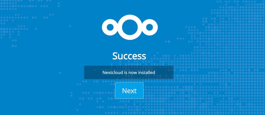 nextcloud is now installed