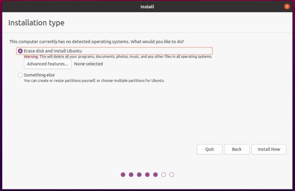 install ubuntu 21.04 erase disk