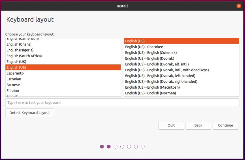ubuntu installer keyboard layout