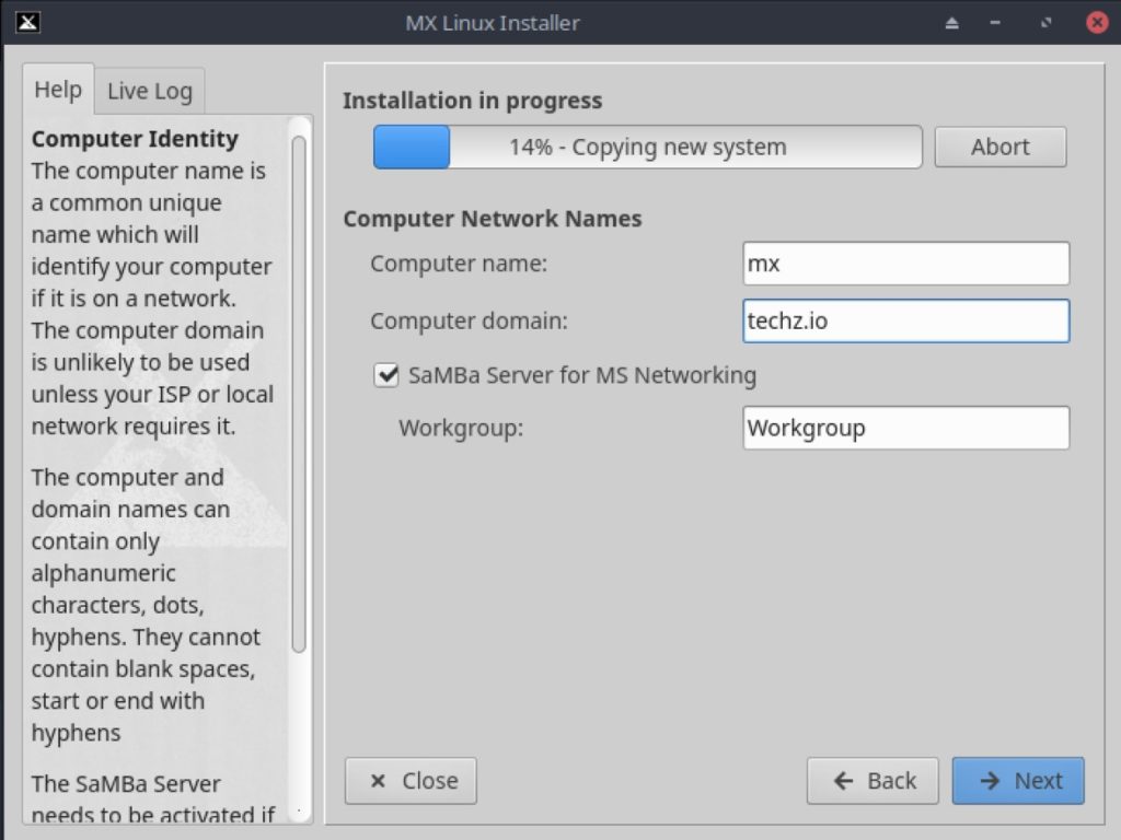 MX Linux 19.3 computer network names