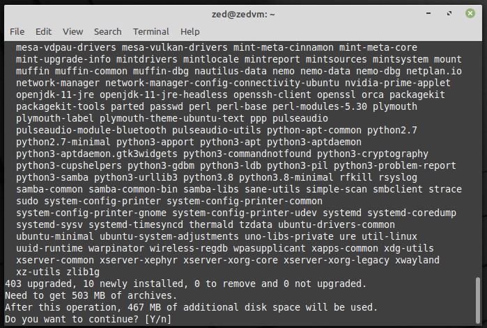 Things to do with a fresh Linux Mint 20 installation: apt update & apt upgrade