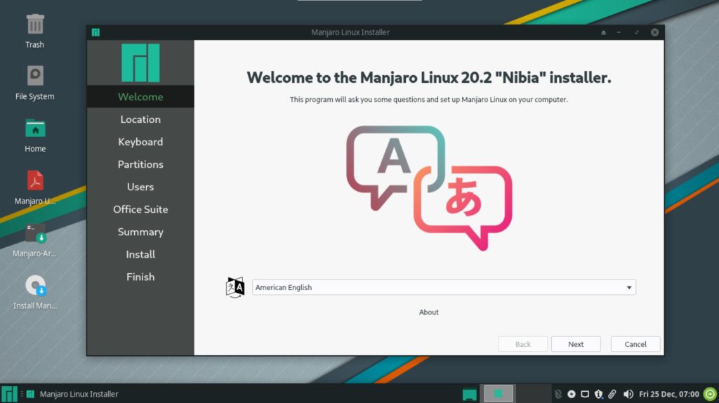 manjaro linux 20.2 nibia installer