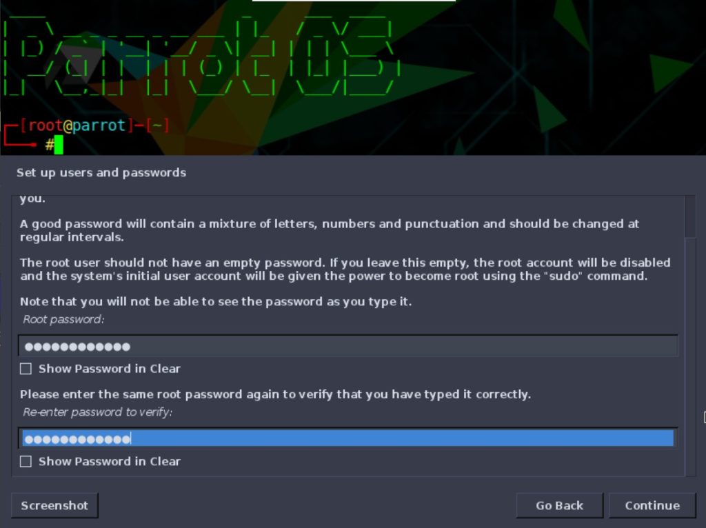parrot os password