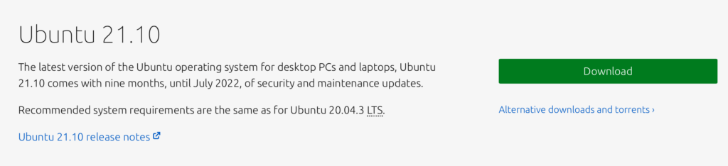 Download ubuntu 21.10